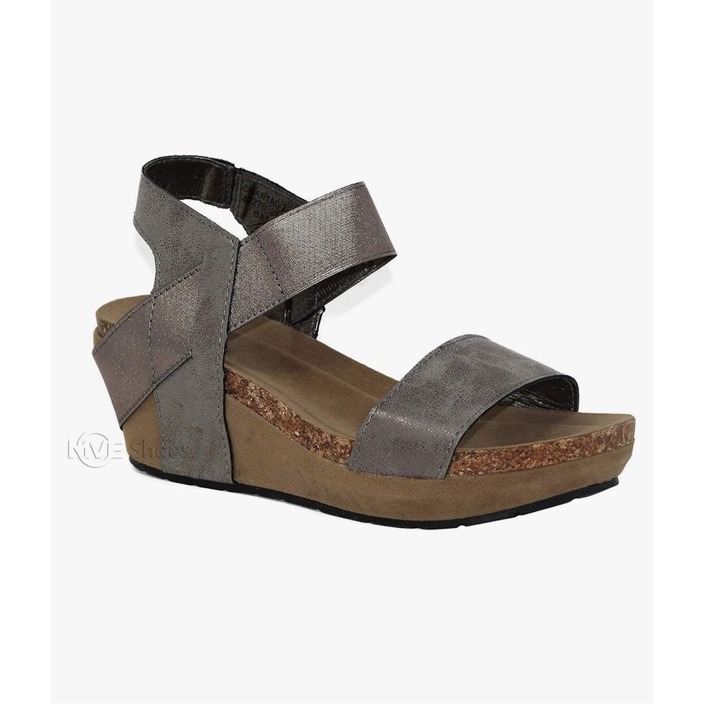 Pierre Dumas Hester 1 Womens Pewter Wedge Sandals Size 11